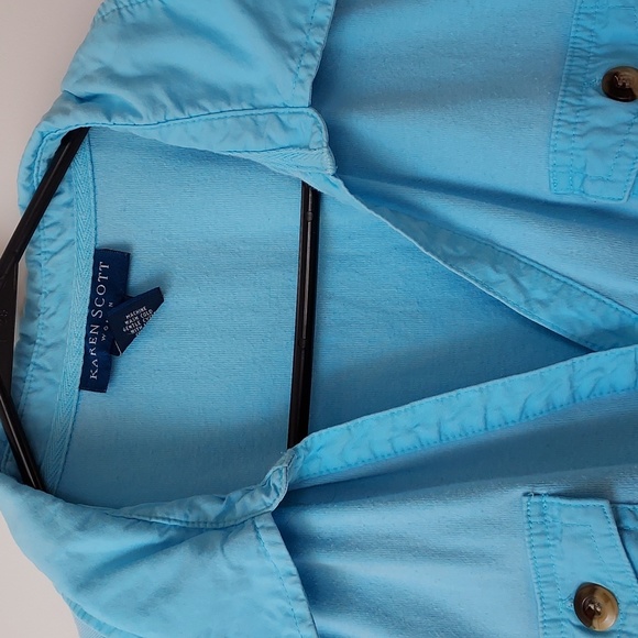 Karen Scott short sleeve button up top 2x blue - Picture 4 of 12